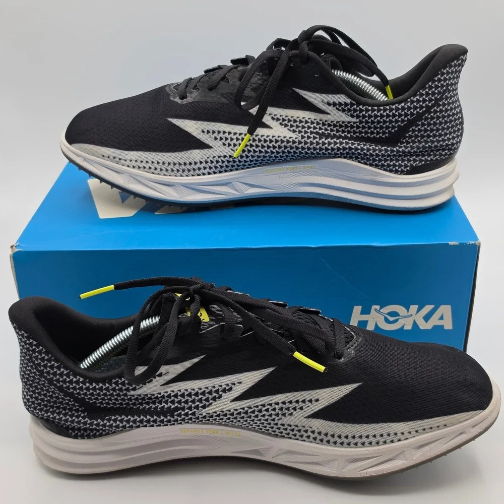 Hoka Crescendo MD Track Spikes Mens 11.5 Black White Excellent Middle Distance